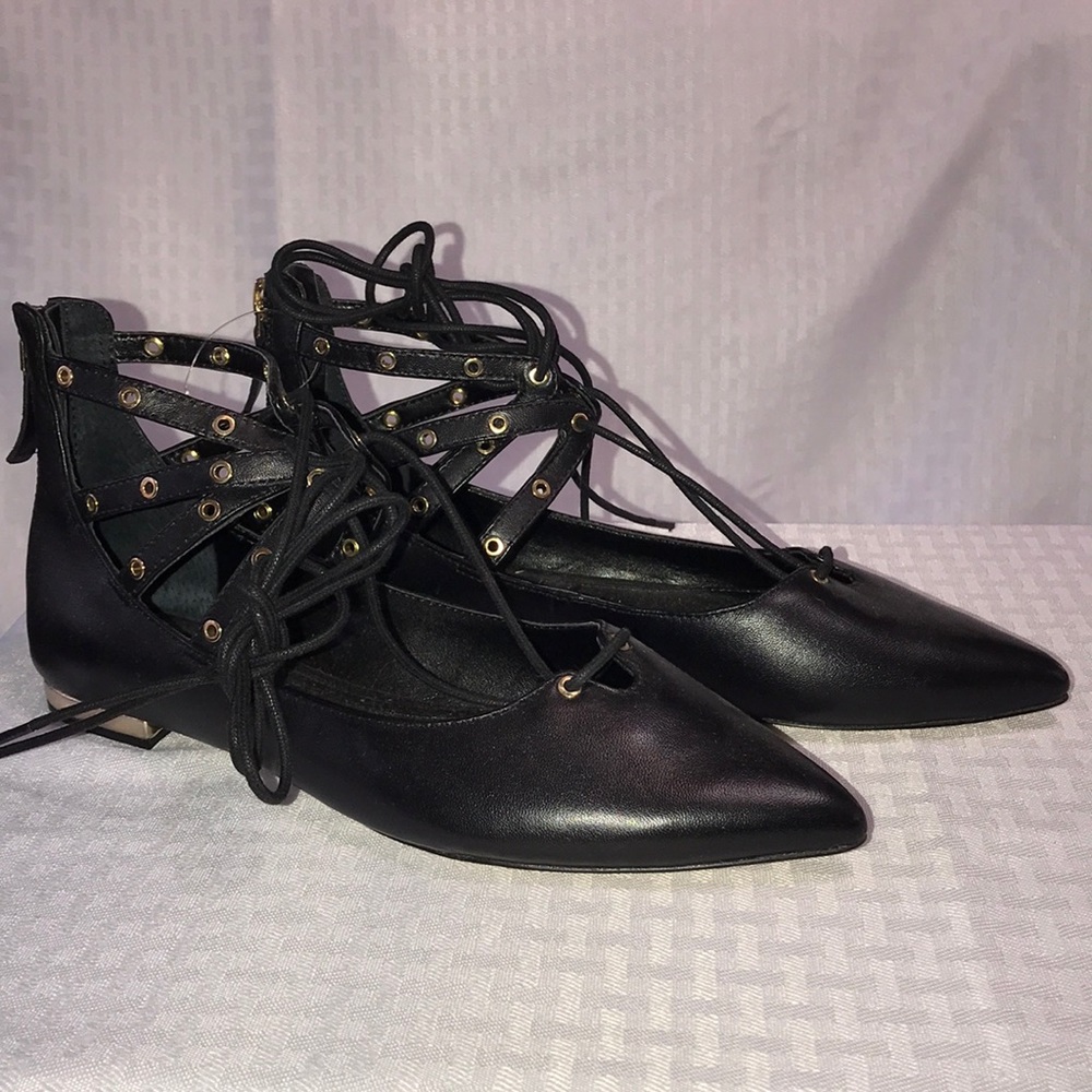 Price slashed/WHBM  Black Lace up Flats